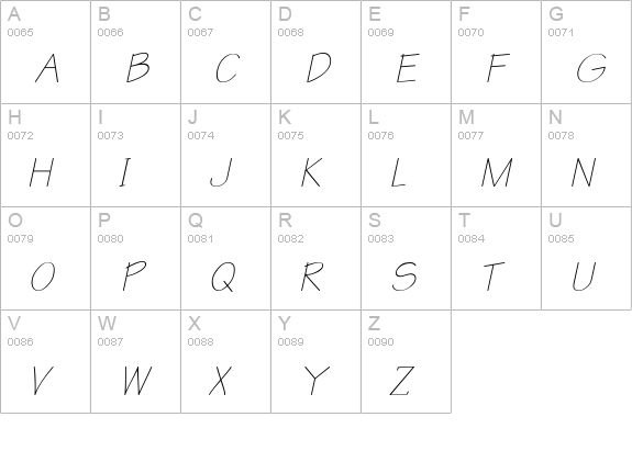 Write Oblique uppercase A-Z preview