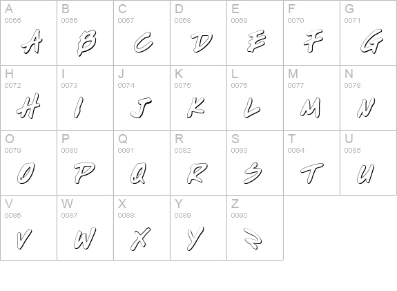 Write Off Oultine uppercase A-Z preview