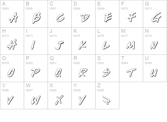 Write Off Outline uppercase A-Z preview