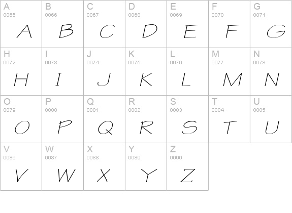 WriteExtended Oblique uppercase A-Z preview