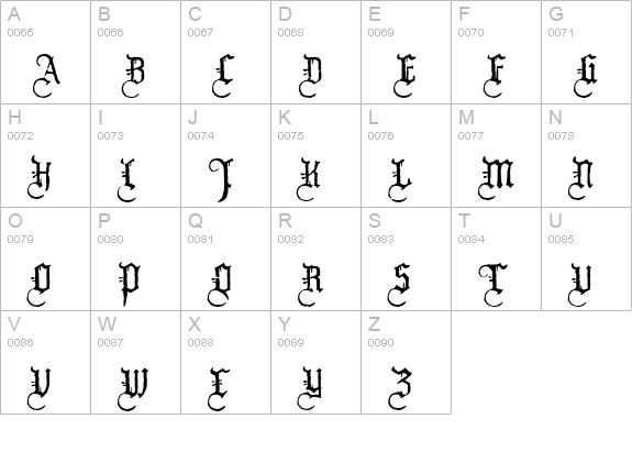 WW2Blackletter HPLHS uppercase A-Z preview