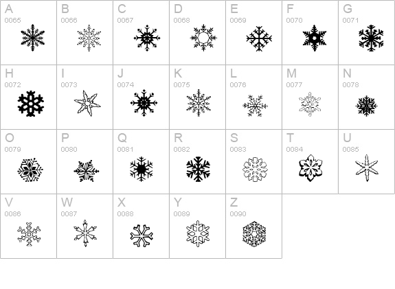 WWFlakes uppercase A-Z preview