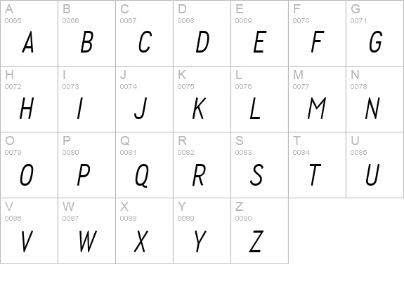 Wyvern Italic uppercase A-Z preview