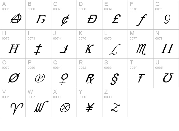 X-Cryption Italic uppercase A-Z preview