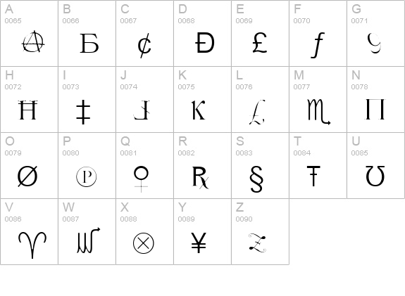 X-Cryption Light uppercase A-Z preview
