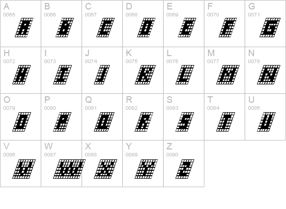 X-Grid Italic uppercase A-Z preview