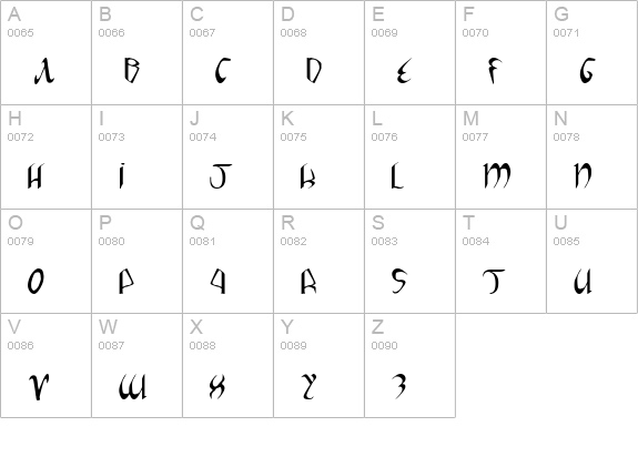 Xaphan II uppercase A-Z preview
