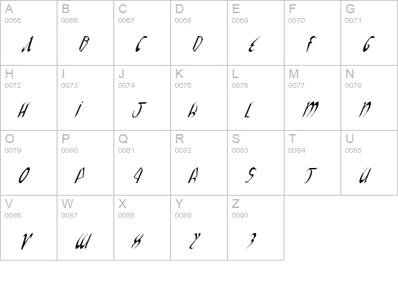 Xaphan II Condensed Italic uppercase A-Z preview