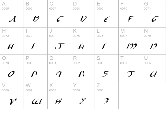 Xaphan II Expanded Italic uppercase A-Z preview