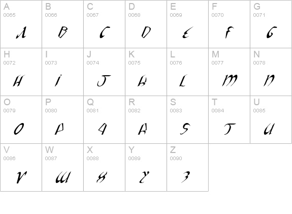 Xaphan II Italic uppercase A-Z preview