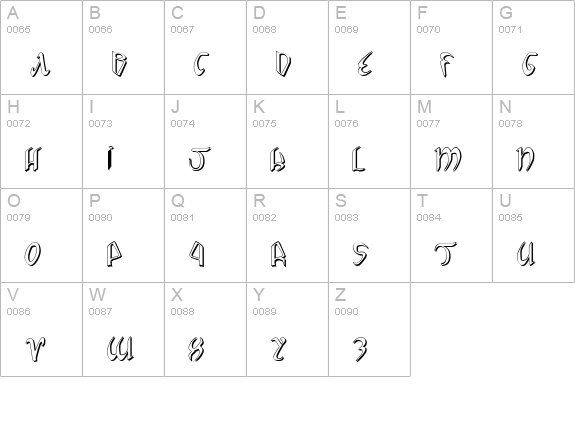 Xaphan II Shadow uppercase A-Z preview