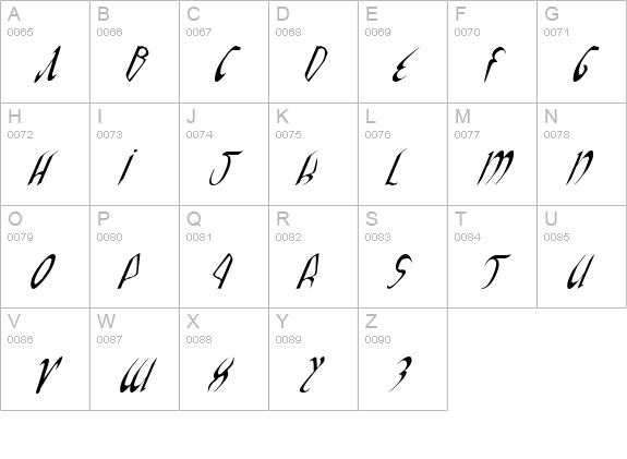 Xaphan Italic uppercase A-Z preview