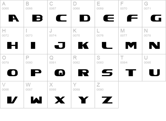 Xcelsion uppercase A-Z preview