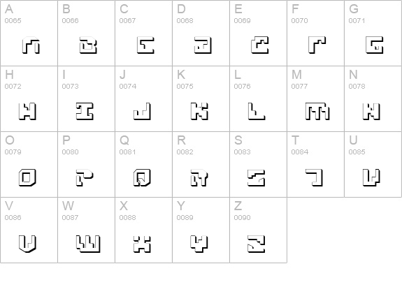 Xenophobia 3D uppercase A-Z preview