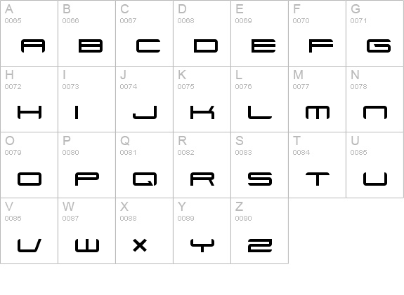 Xenotron uppercase A-Z preview