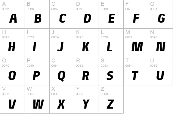 Xenu Black Italic uppercase A-Z preview