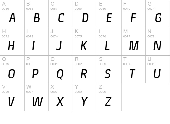Xenu Semibold Italic uppercase A-Z preview