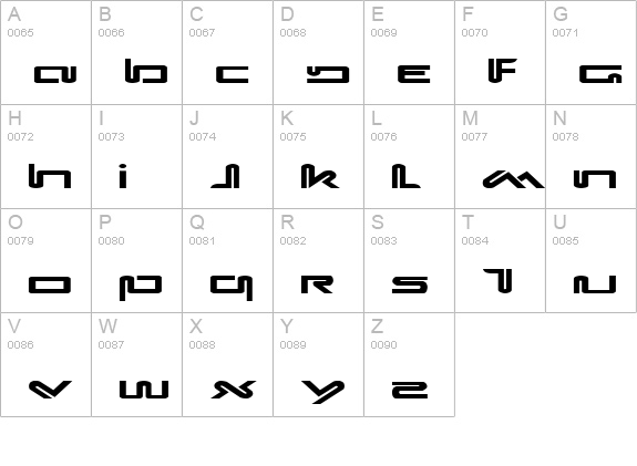Xephyr Expanded uppercase A-Z preview