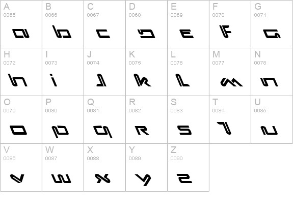 Xephyr Leftalic uppercase A-Z preview