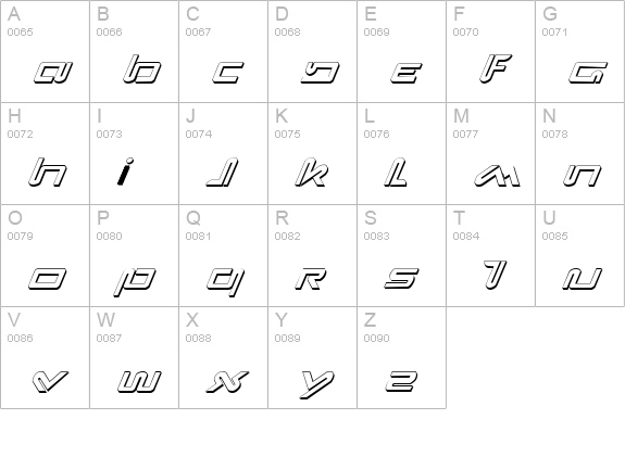Xephyr Shadow Italic uppercase A-Z preview