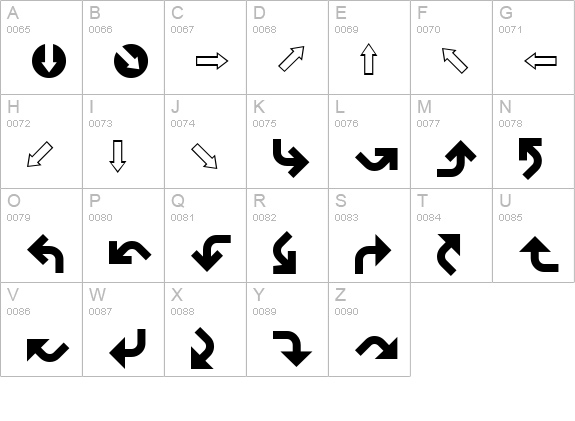 XIngyArrows uppercase A-Z preview