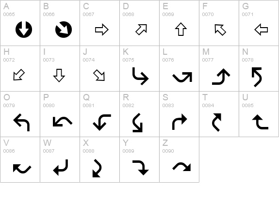 XIngyArrowsBetween uppercase A-Z preview