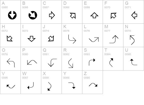 XIngyArrowsTwo uppercase A-Z preview