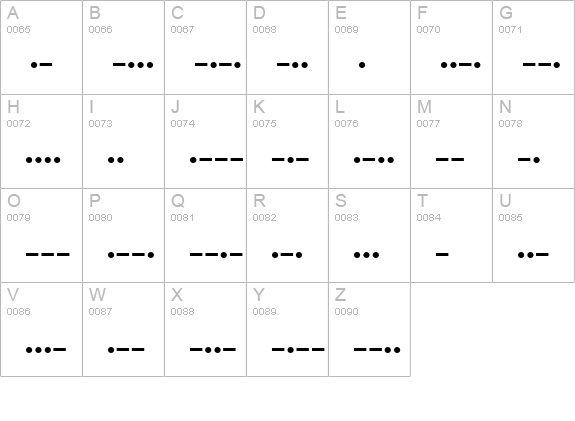 XInterntnlMorseCodeIT uppercase A-Z preview