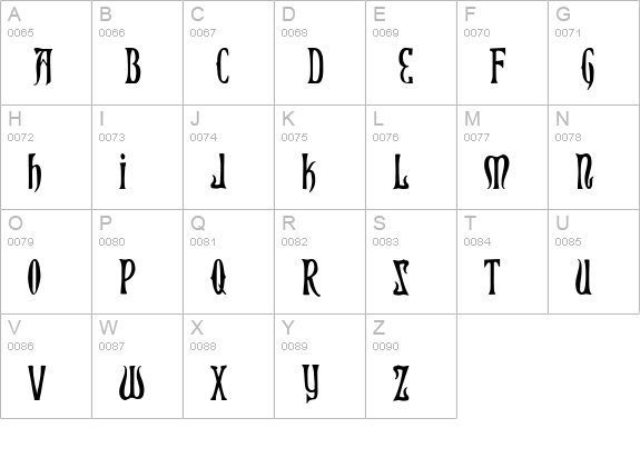 Xiphos Condensed uppercase A-Z preview