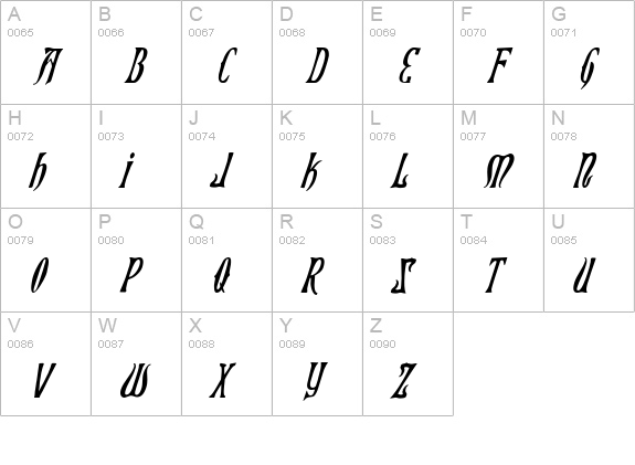 Xiphos Condensed Italic uppercase A-Z preview