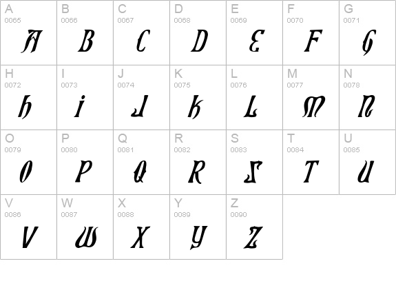 Xiphos Italic uppercase A-Z preview