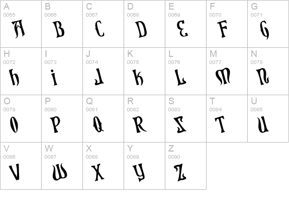 Xiphos Rotated uppercase A-Z preview
