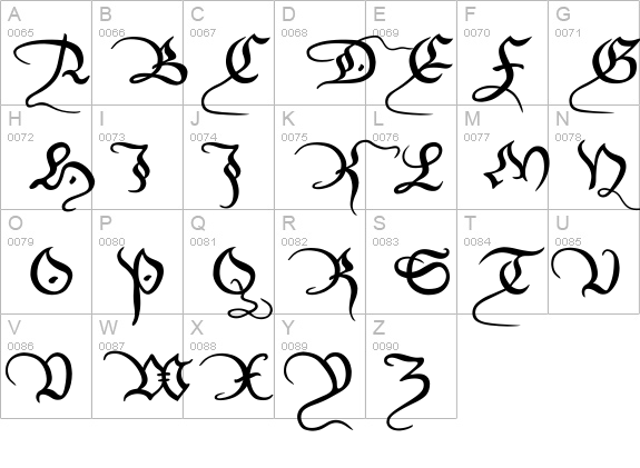 Xirwena uppercase A-Z preview
