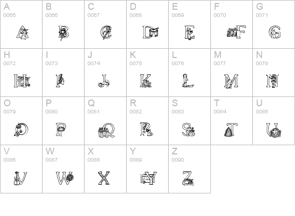 XmasAlpha uppercase A-Z preview