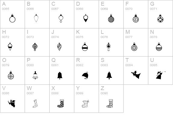 XmasDings uppercase A-Z preview