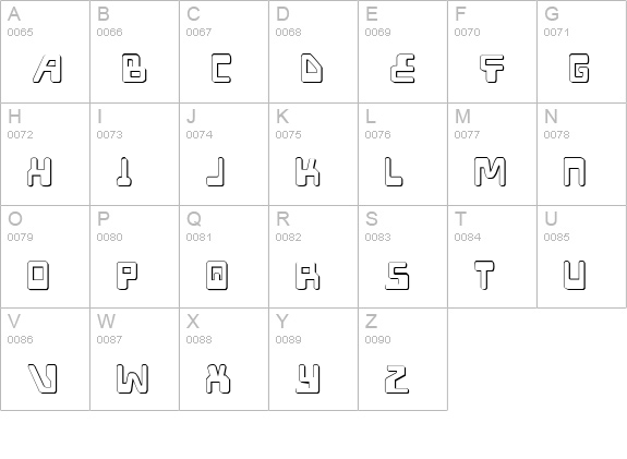 XPED Shadow uppercase A-Z preview