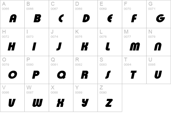 XpressiveBlack Italic uppercase A-Z preview