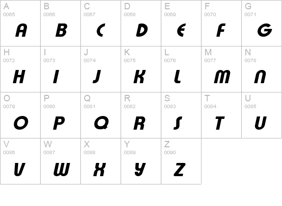 XpressiveHeavy Italic uppercase A-Z preview