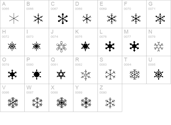 XSchneeFlaken uppercase A-Z preview