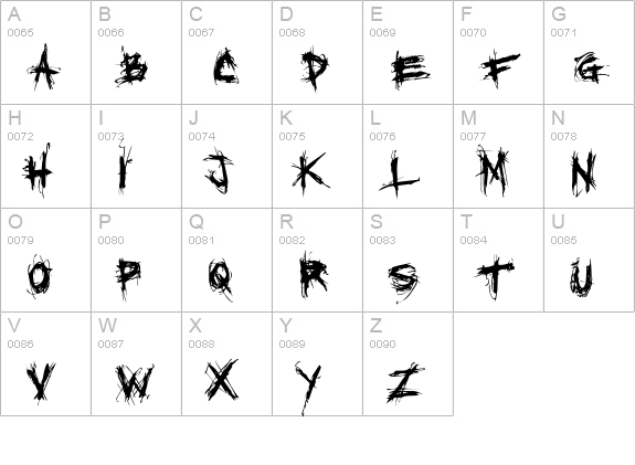 XXII SCRATCH uppercase A-Z preview
