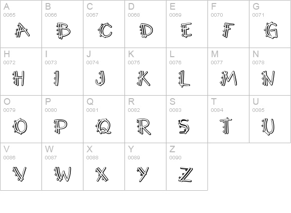 Y2K PopMuzik Outline AOE uppercase A-Z preview