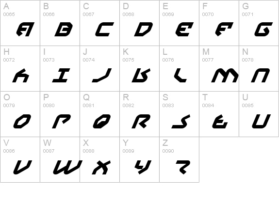 Yahren Italic uppercase A-Z preview