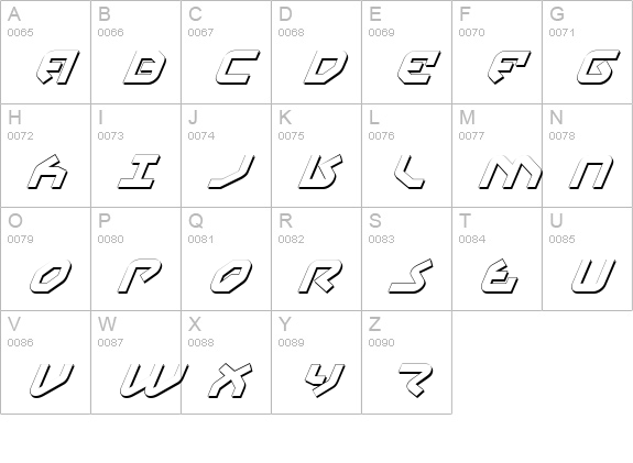 Yahren Shadow Italic uppercase A-Z preview