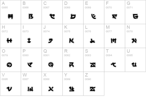 Yama Moto Academy uppercase A-Z preview