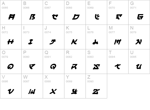 Yama Moto Italic uppercase A-Z preview