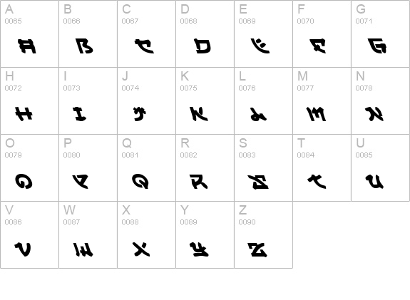 Yama Moto Leftalic uppercase A-Z preview