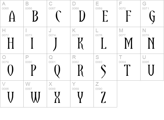 Yataghan uppercase A-Z preview