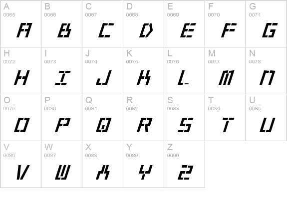 Year 2000 Bold Italic uppercase A-Z preview