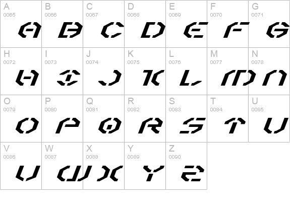Year 3000 Expanded Italic uppercase A-Z preview