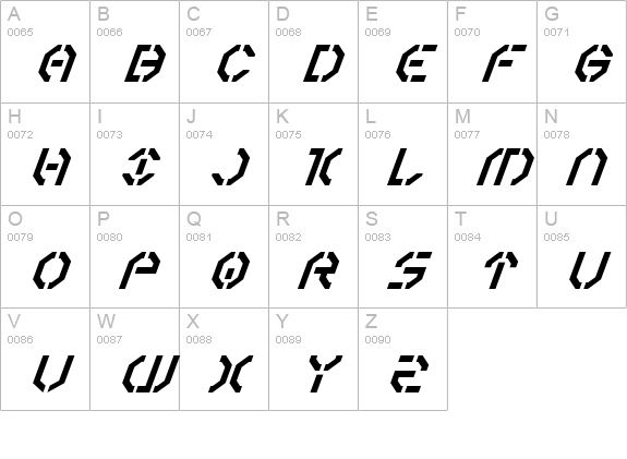Year 3000 Italic uppercase A-Z preview